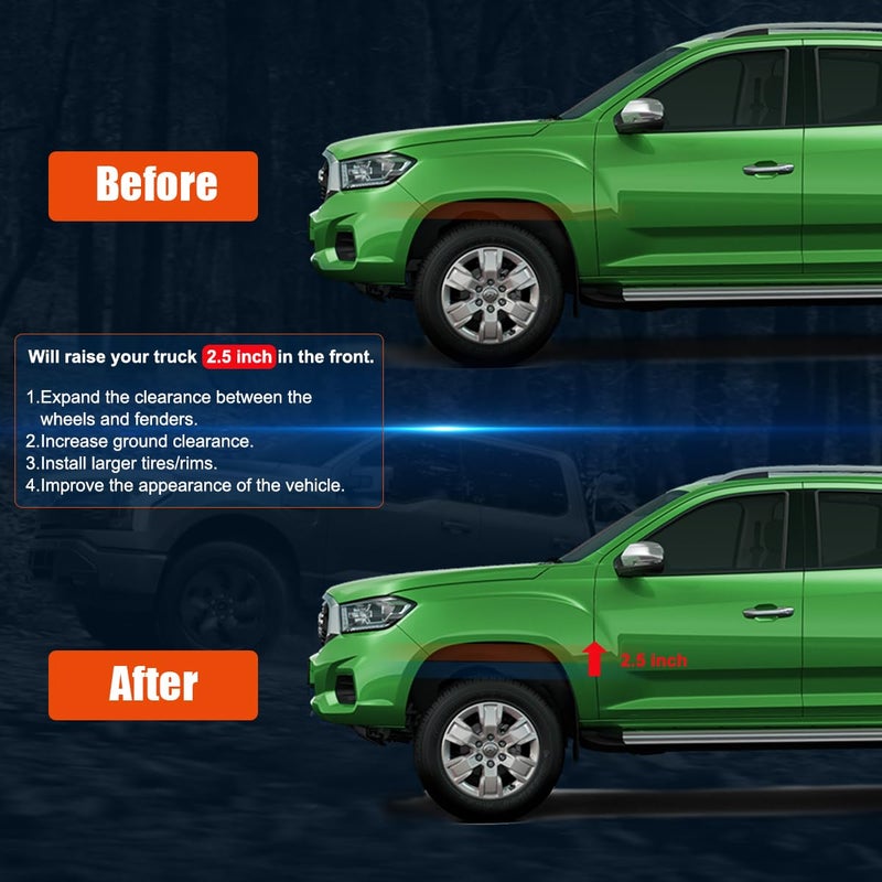 GAsupply مجموعات رفع التسوية الأمامية GAsupply 2.5 بوصة، متوافقة مع 1999-2006 Toyota Tundra 2WD 4WD، فواصل تعليق رفع 2.5 بوصة - Image 4